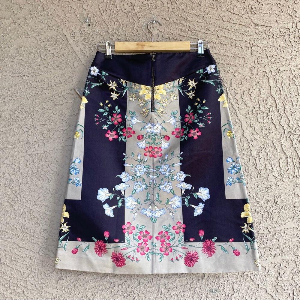 Anthropologie NWT Moulinette Souers Black Pink Italian Safi Floral A-line Skirt - Picture 4 of 16